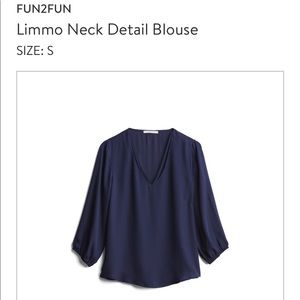 Fun2Fun - Navy Limmo Neck Detail Blouse